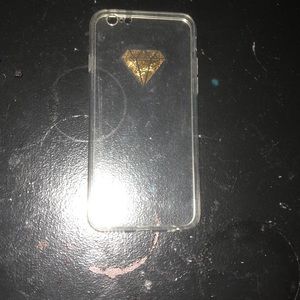 iPhone 6/6s clear case w/ gold diamond HANDMADE